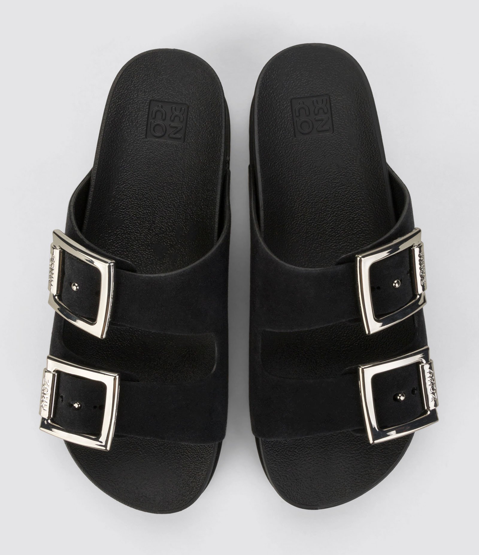 Sandália Rasteira Slide com Tiras Largas Preto 2