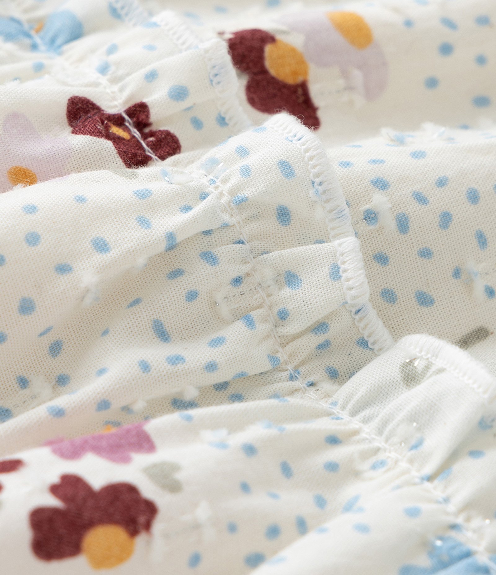 Vestido Infantil Estampado de Flores com Babados e Laço - Tam 1 a 5 anos Off White 3