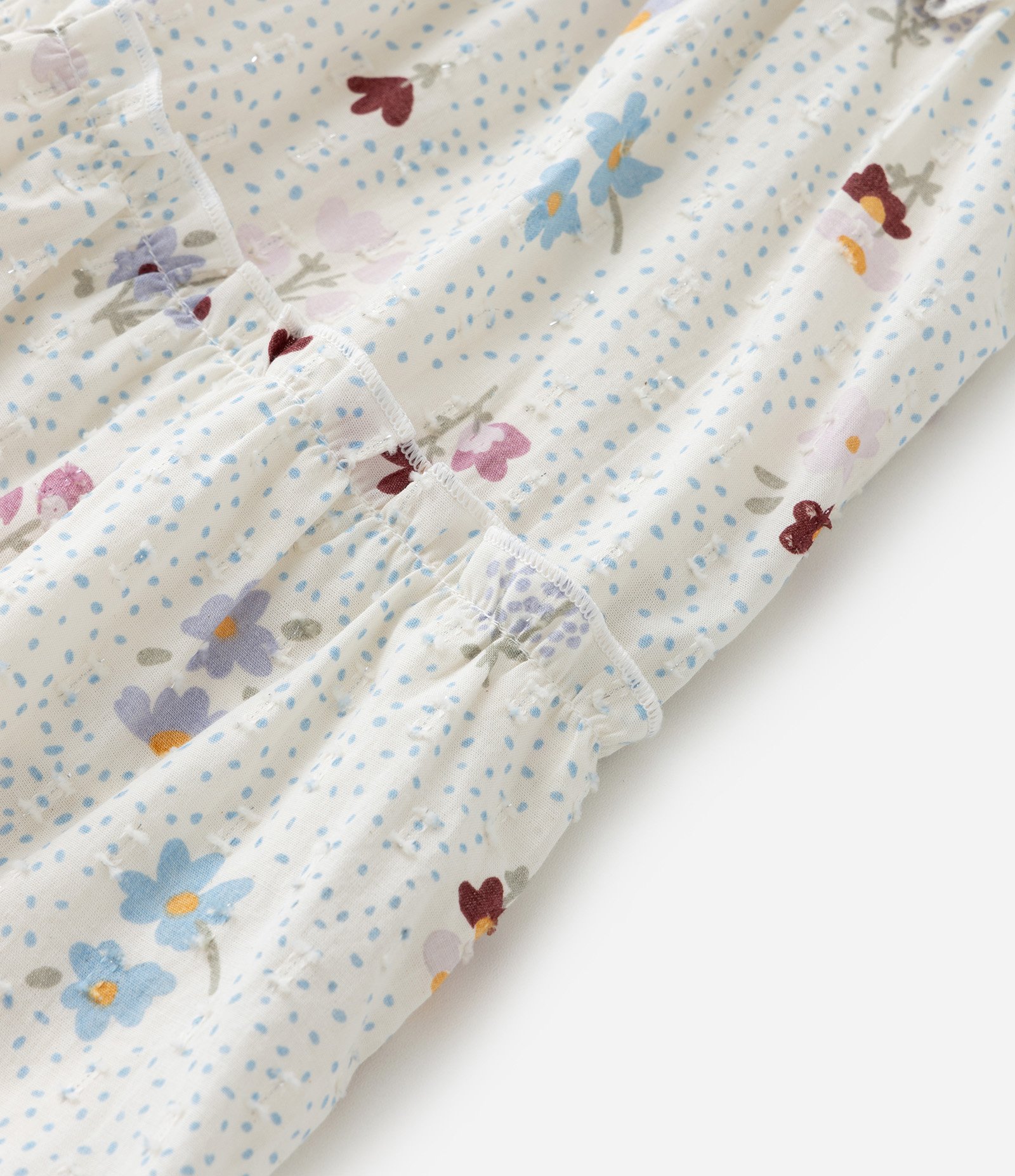 Vestido Infantil Estampado de Flores com Babados e Laço - Tam 1 a 5 anos Off White 5