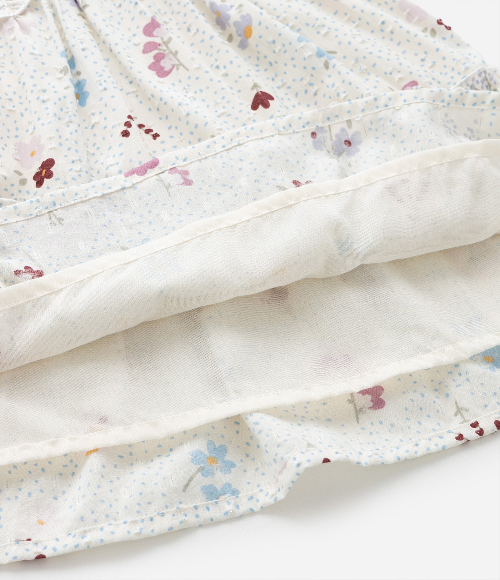 Vestido Infantil Estampado de Flores com Babados e Laço - Tam 1 a 5 anos Off White 6