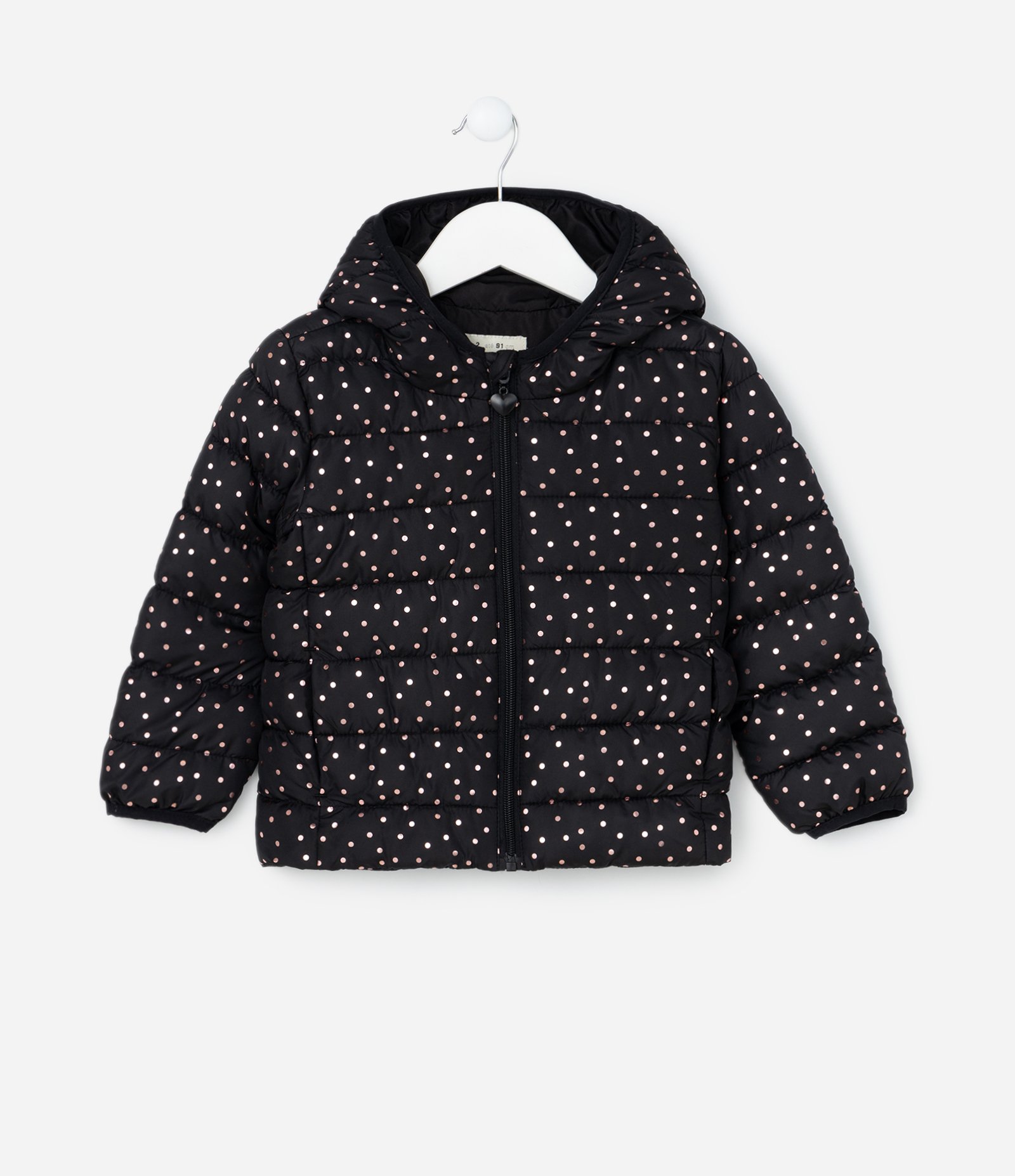 Jaqueta Puffer Infantil com Poá Metalizado - Tam 1 a 5 Anos Preto 1