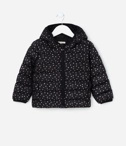 Jaqueta Puffer Infantil com Poá Metalizado - Tam 1 a 5 Anos