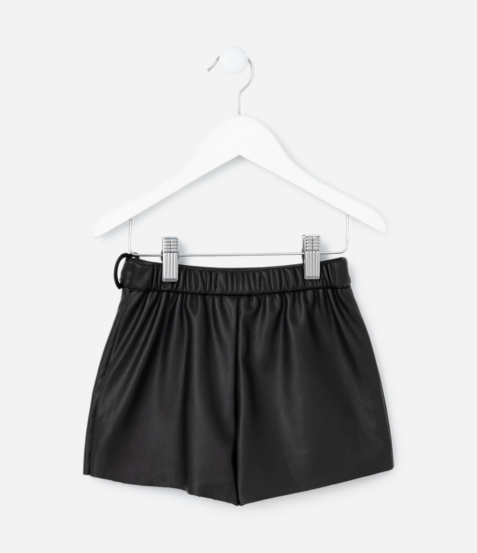 Short Saia Infantil Plissada com Coração Lateral - Tam 1 a 5 Anos Preto 2