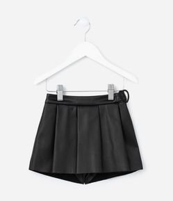 Short Saia Infantil Plissada com Coração Lateral - Tam 1 a 5 Anos