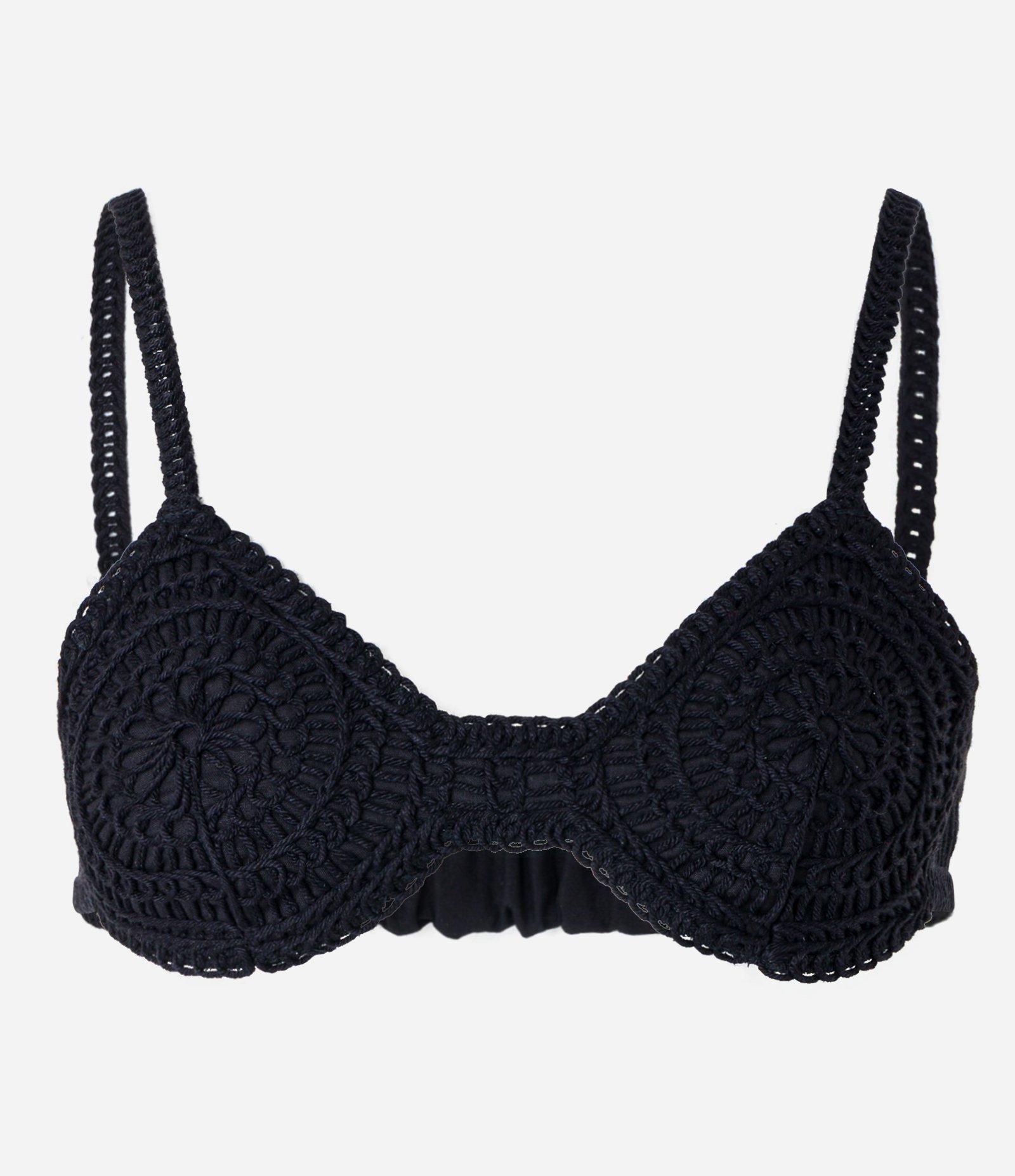 Top com Efeito Crochê e Elástico nas Costas Preto 6