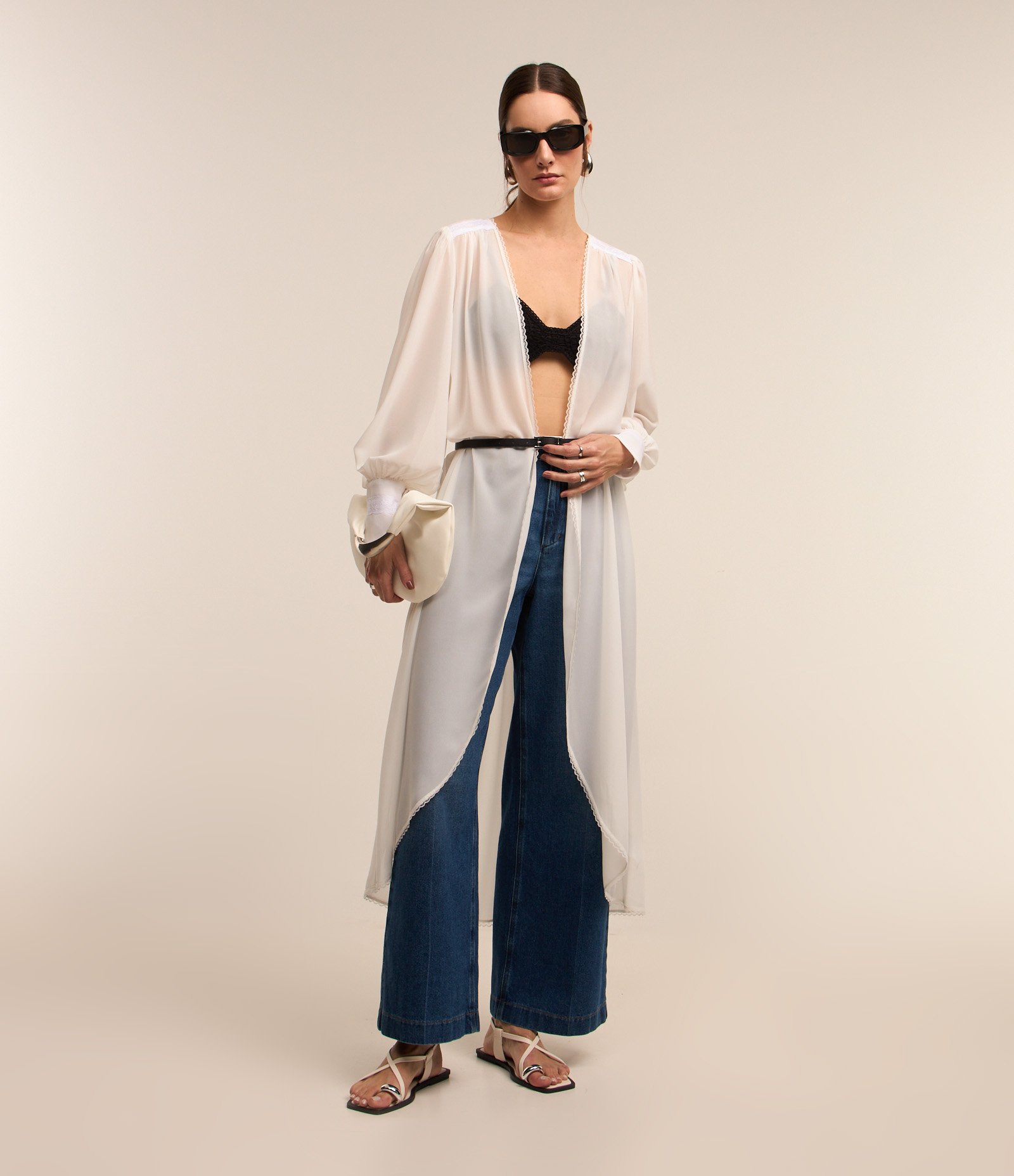 Top com Efeito Crochê e Elástico nas Costas Preto 1