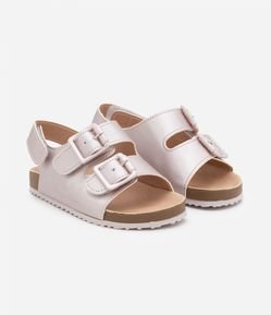 Sandália Infantil de Tiras com Textura Acetinada - Tam 20 ao 27