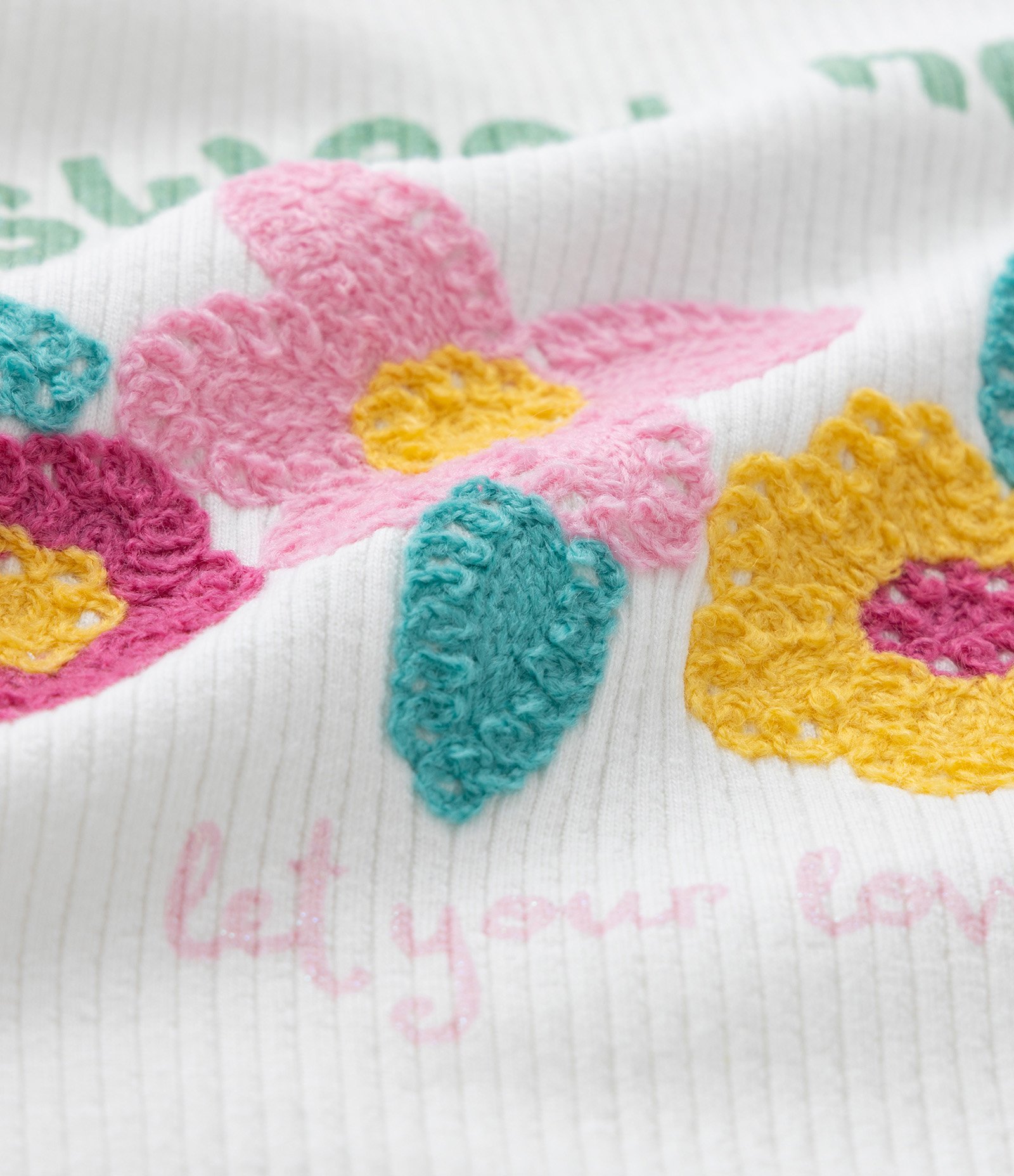 Conjunto Infantil em Ribana com Frufru e Textura - Tam 1 a 5 Anos Rosa/Branco 6