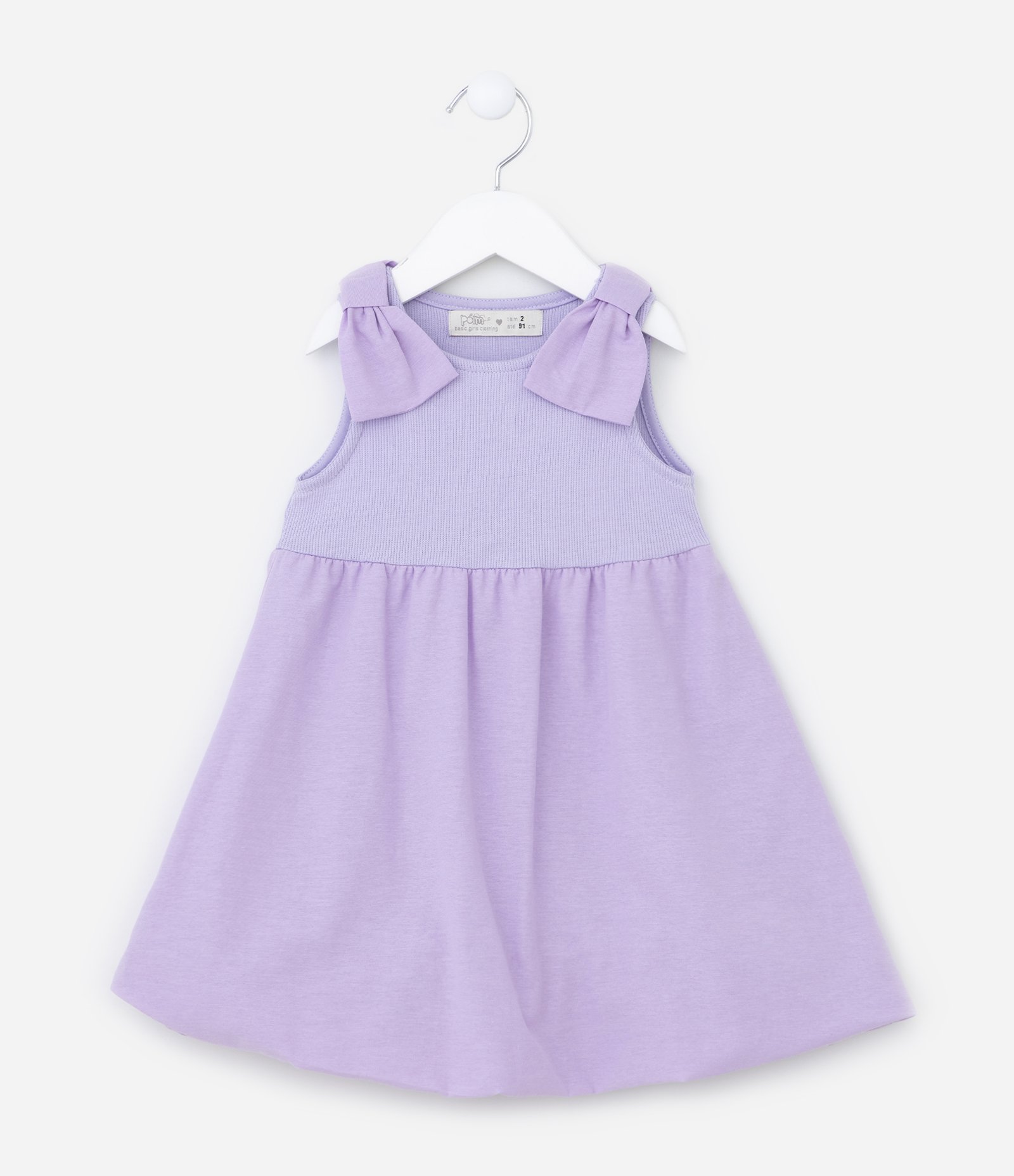 Vestido Balonê Infantil com Laços nos Ombros - Tam 1 a 5 Anos Lilás 1