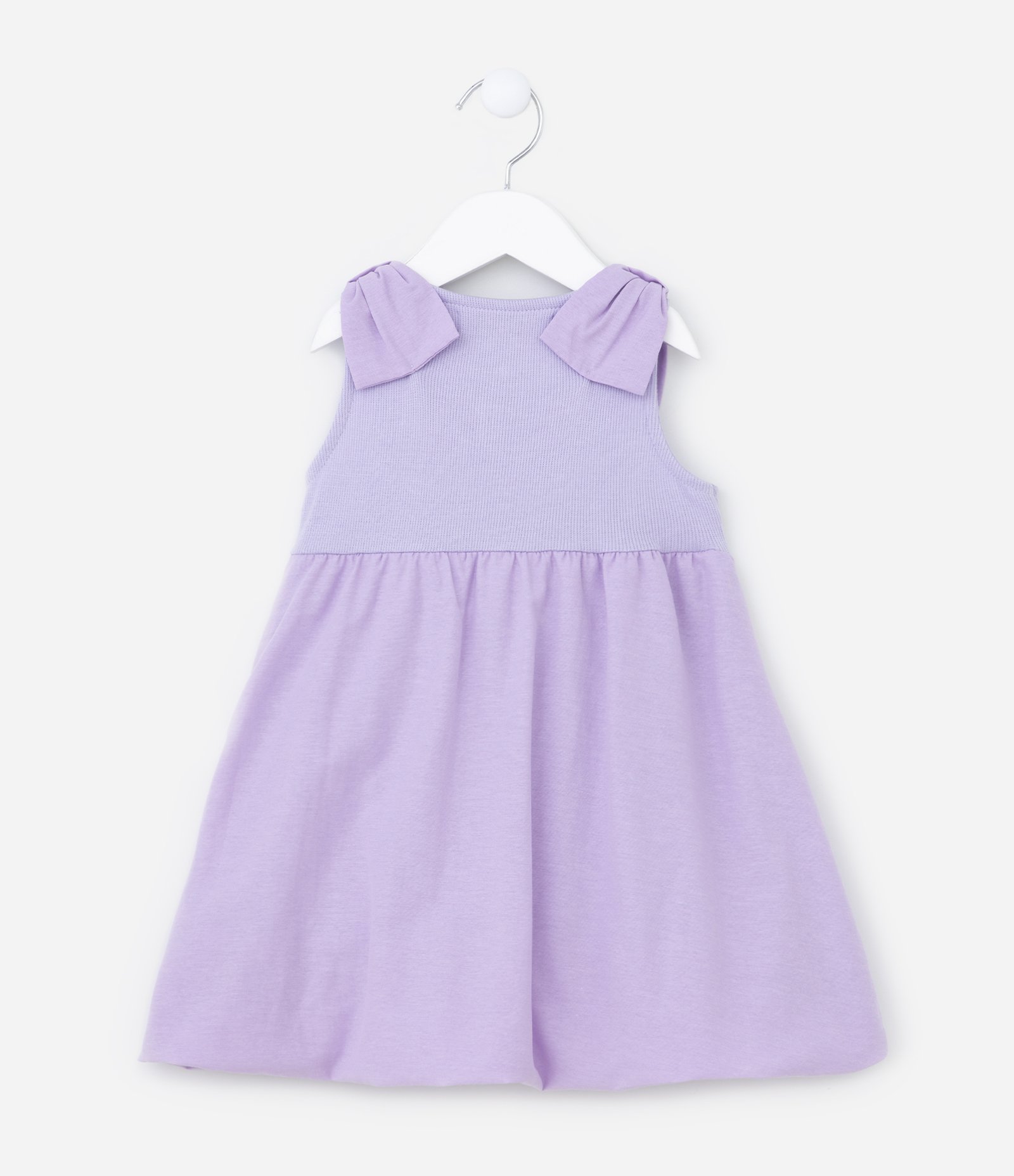 Vestido Balonê Infantil com Laços nos Ombros - Tam 1 a 5 Anos Lilás 2