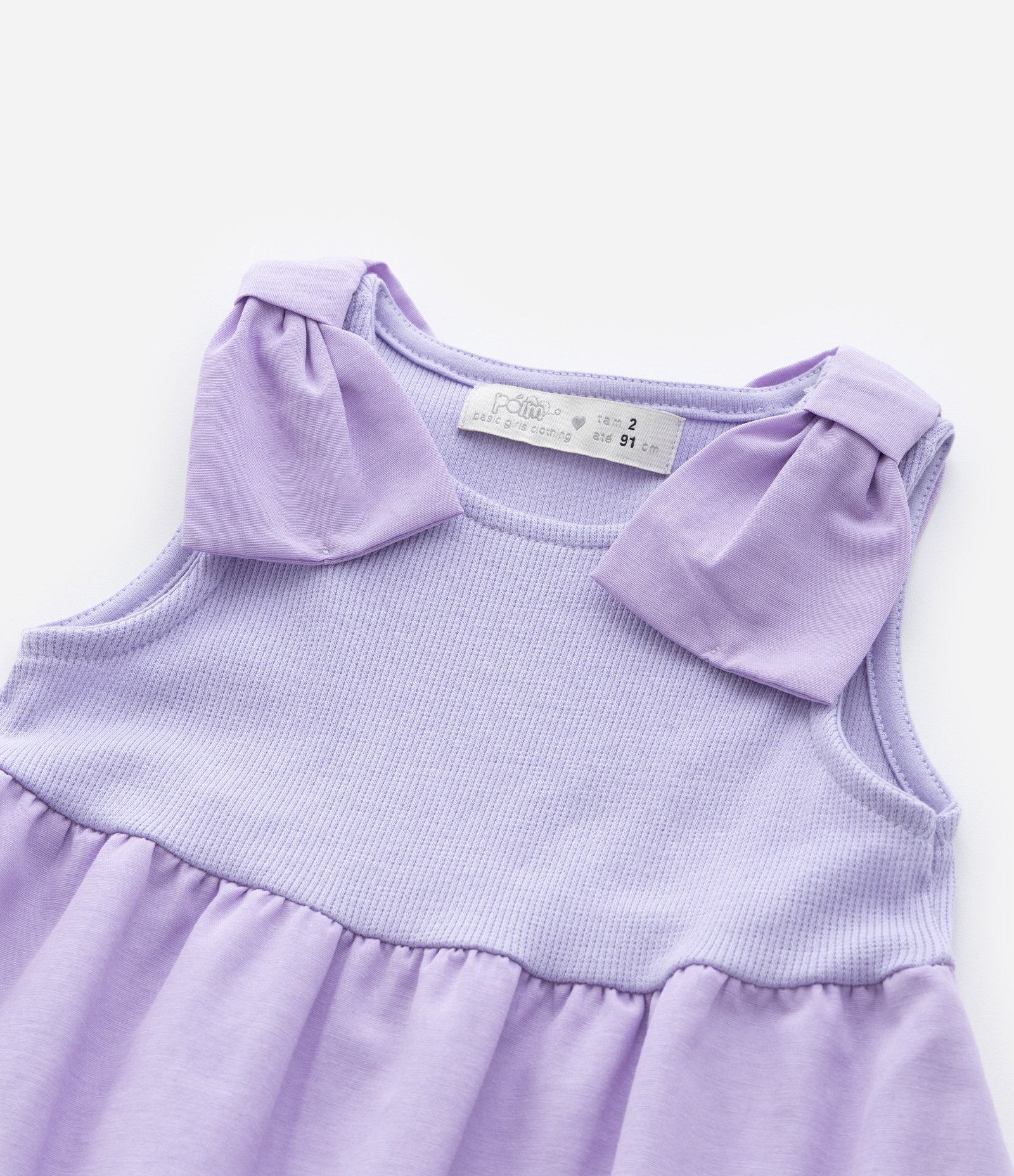 Vestido Balonê Infantil com Laços nos Ombros - Tam 1 a 5 Anos Lilás 5