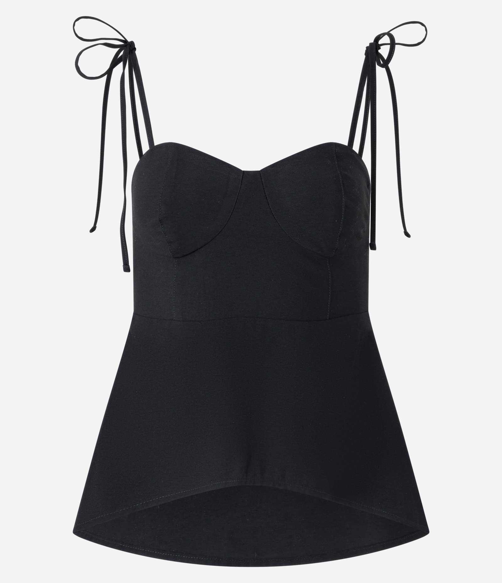 Blusa em Viscose Alfaiatada com Recortes e Amarração nas Alças Preto 6