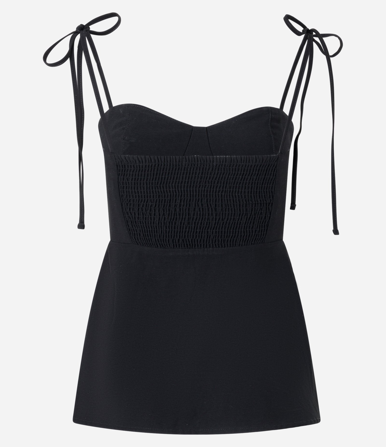 Blusa em Viscose Alfaiatada com Recortes e Amarração nas Alças Preto 7