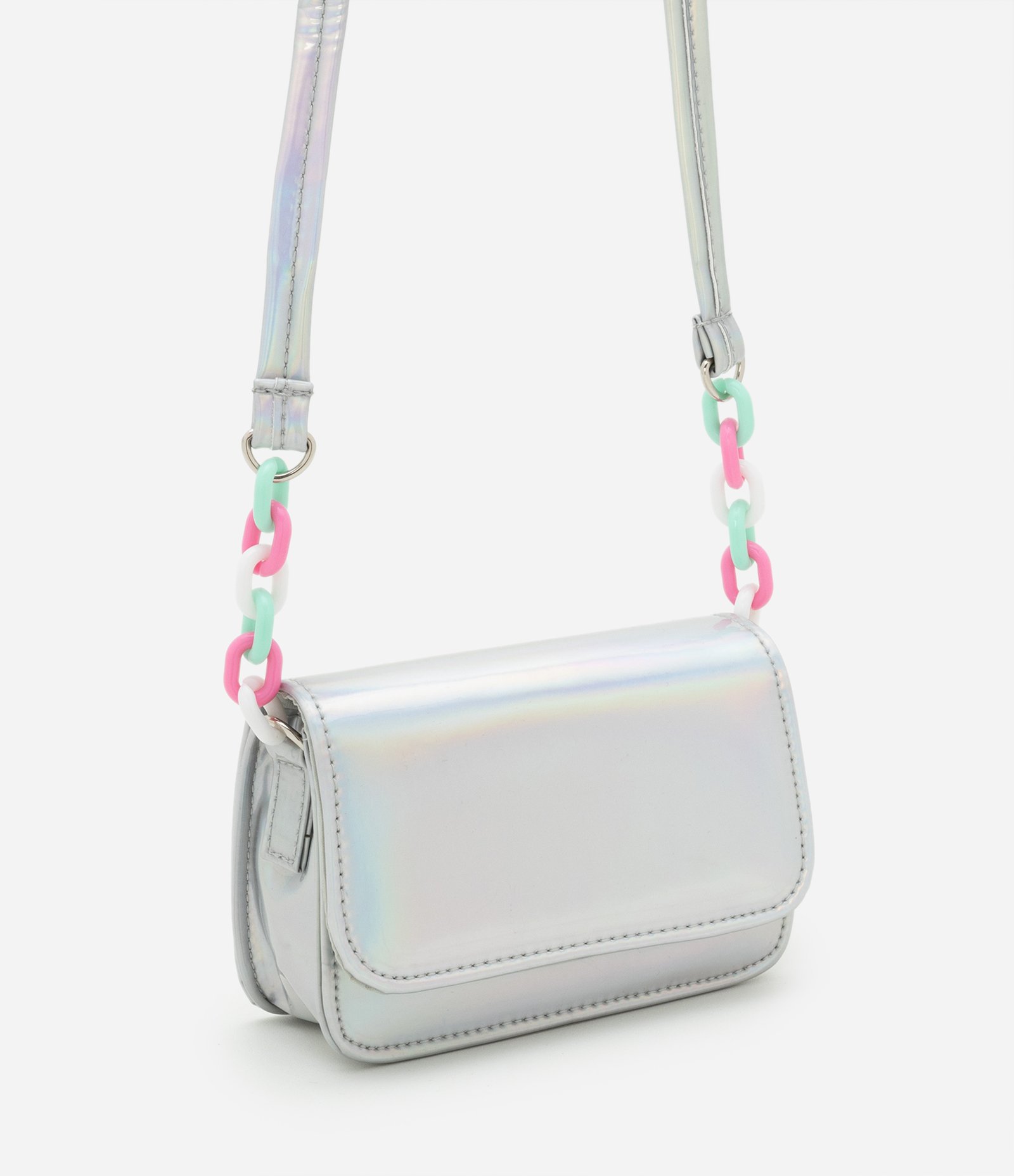 Bolsa Transversal Infantil em PU Holográfica - Tam U Cinza 1