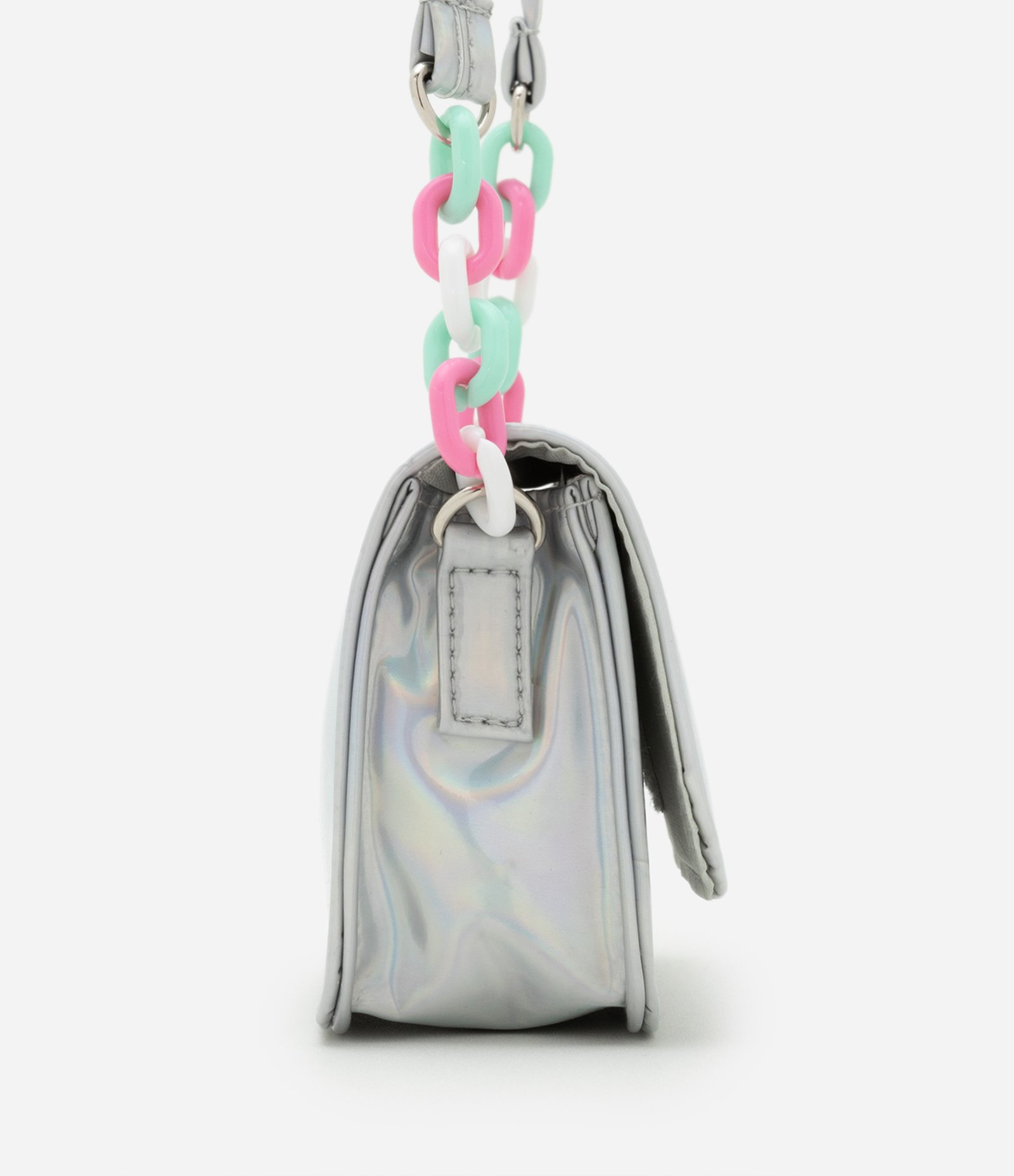 Bolsa Transversal Infantil em PU Holográfica - Tam U Cinza 2