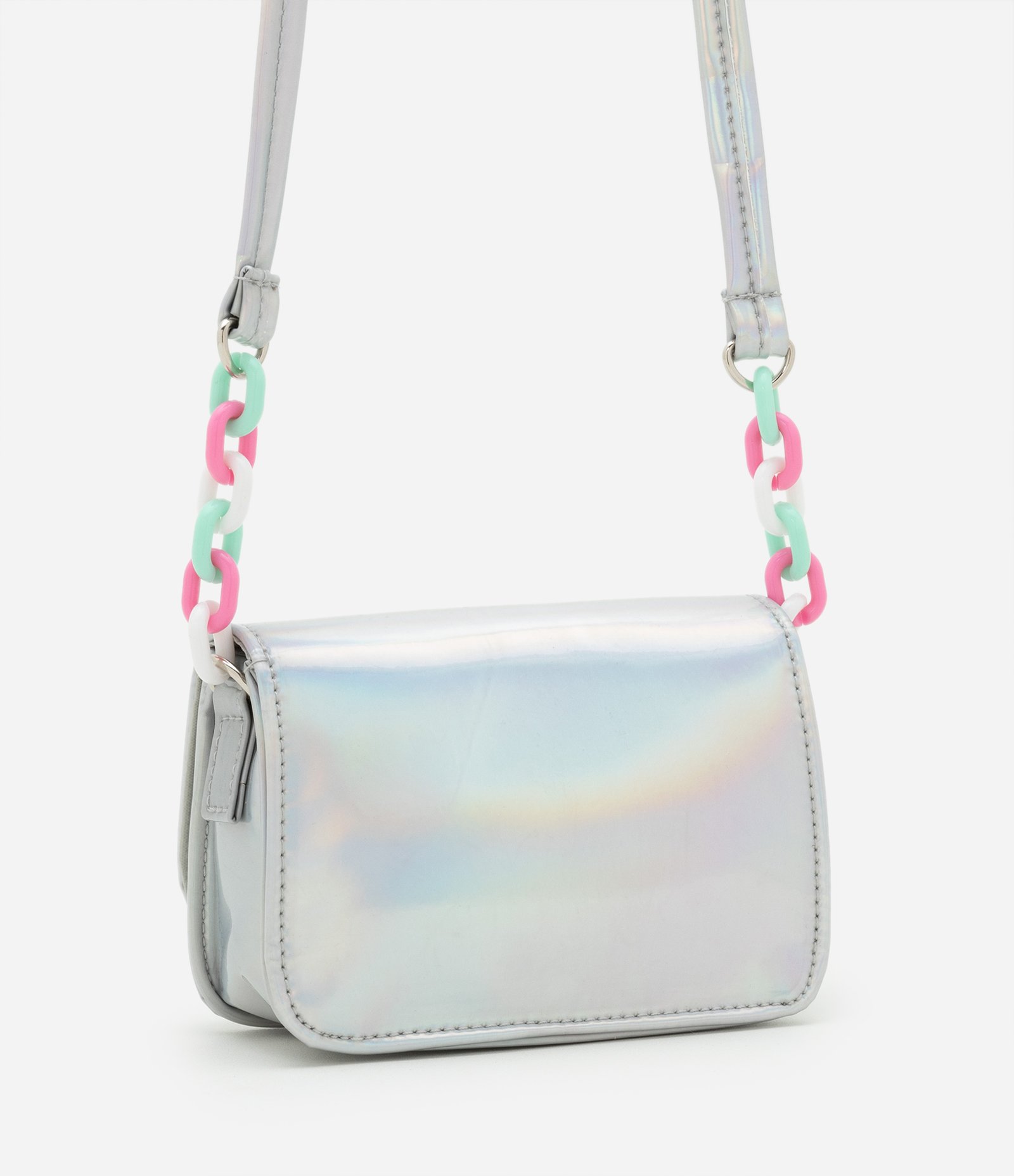 Bolsa Transversal Infantil em PU Holográfica - Tam U Cinza 3