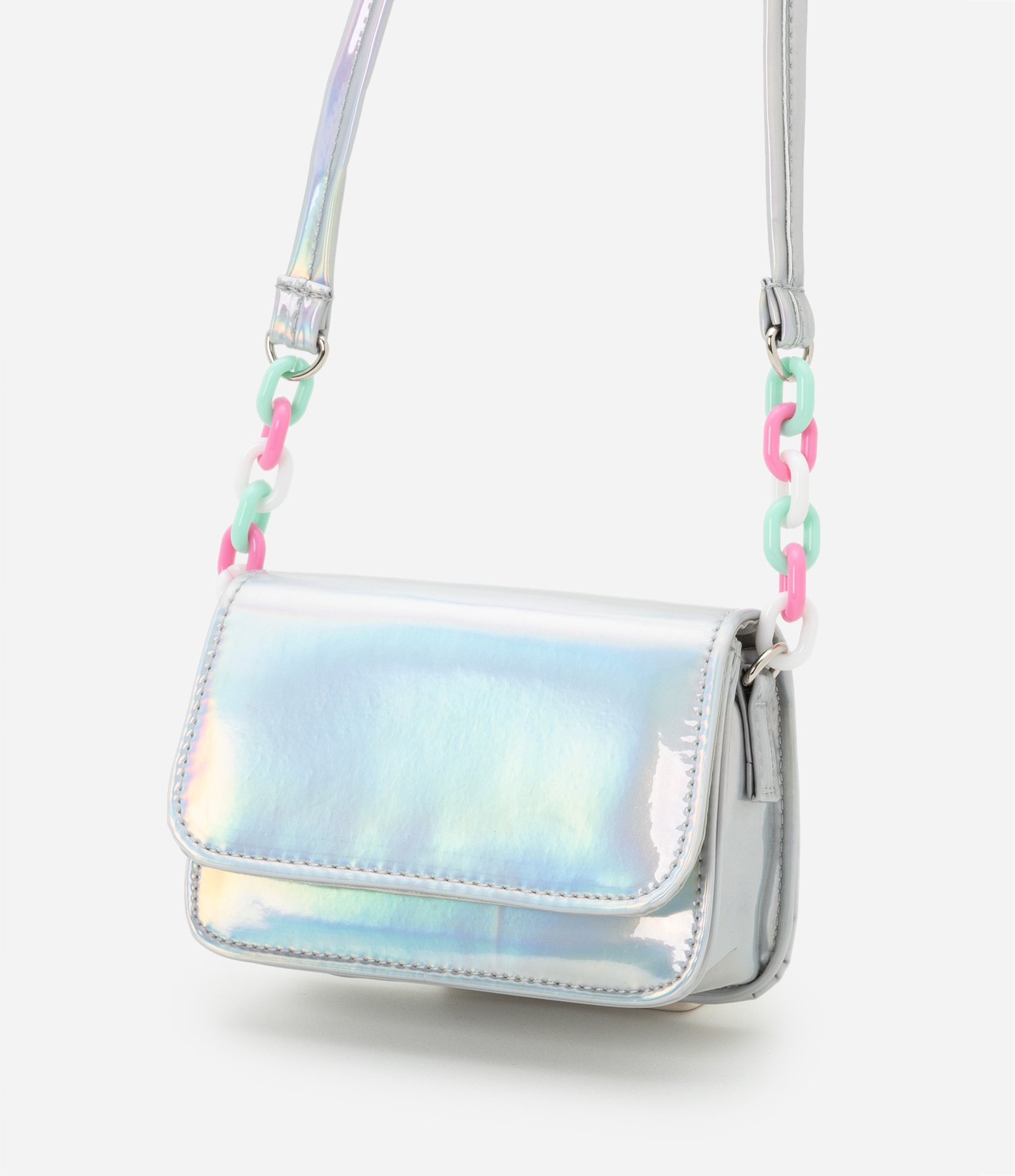 Bolsa Transversal Infantil em PU Holográfica - Tam U Cinza 5