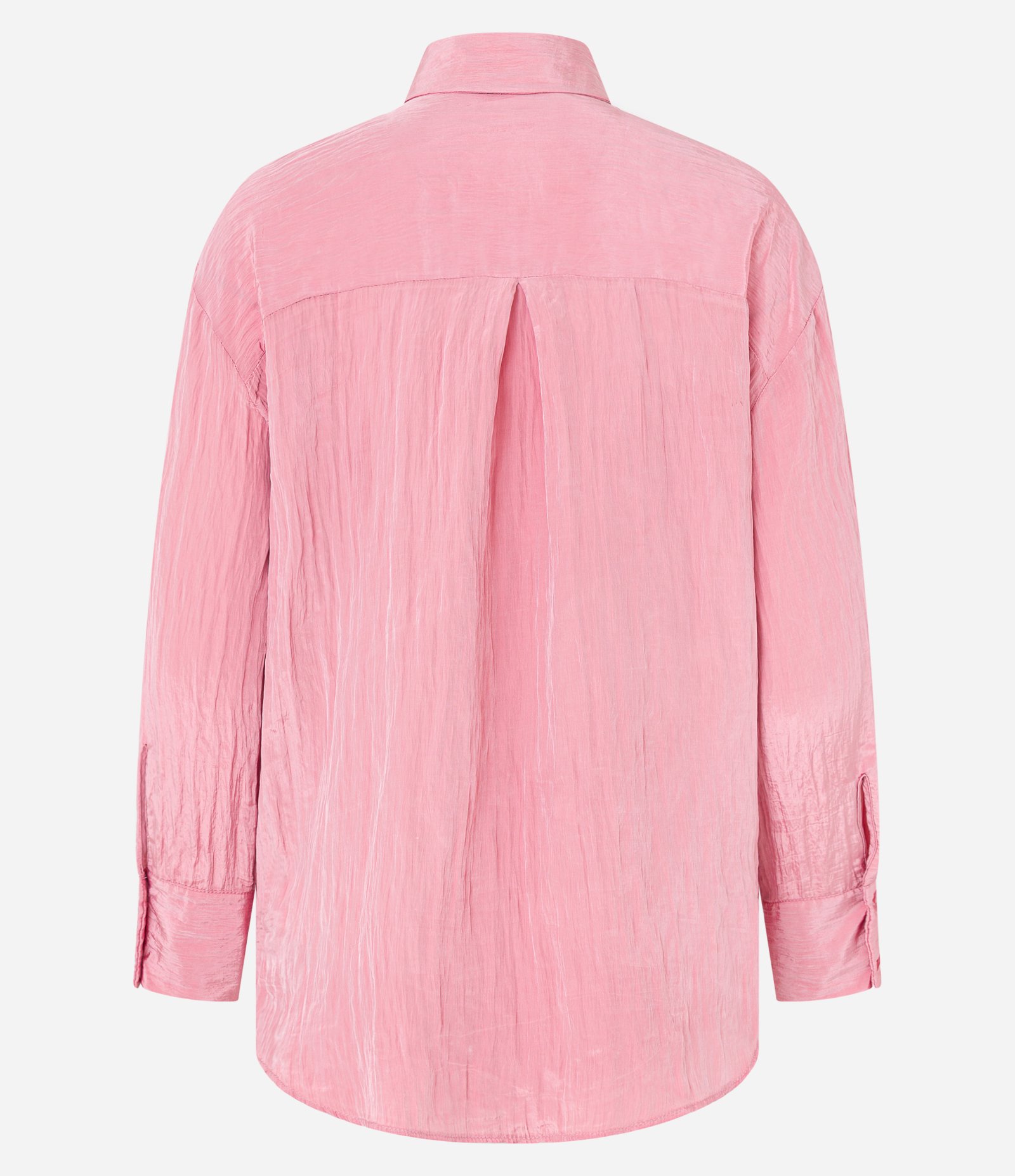 Camisa Acetinada com Tecido Texturizado e Abotoamento Rosa 6