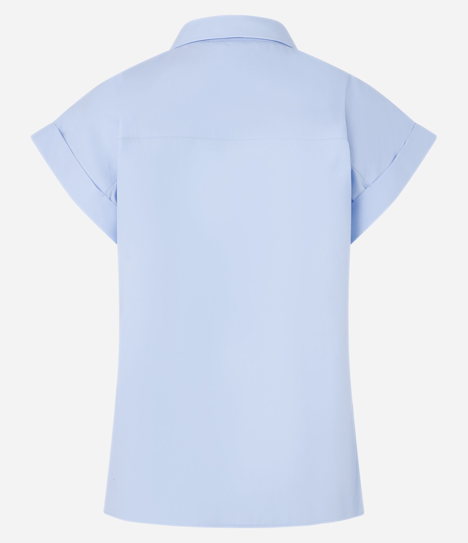 Camisa em Tricoline com Laço para Amarração Azul 2