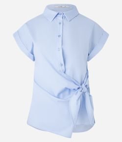 Camisa em Tricoline com Laço para Amarração