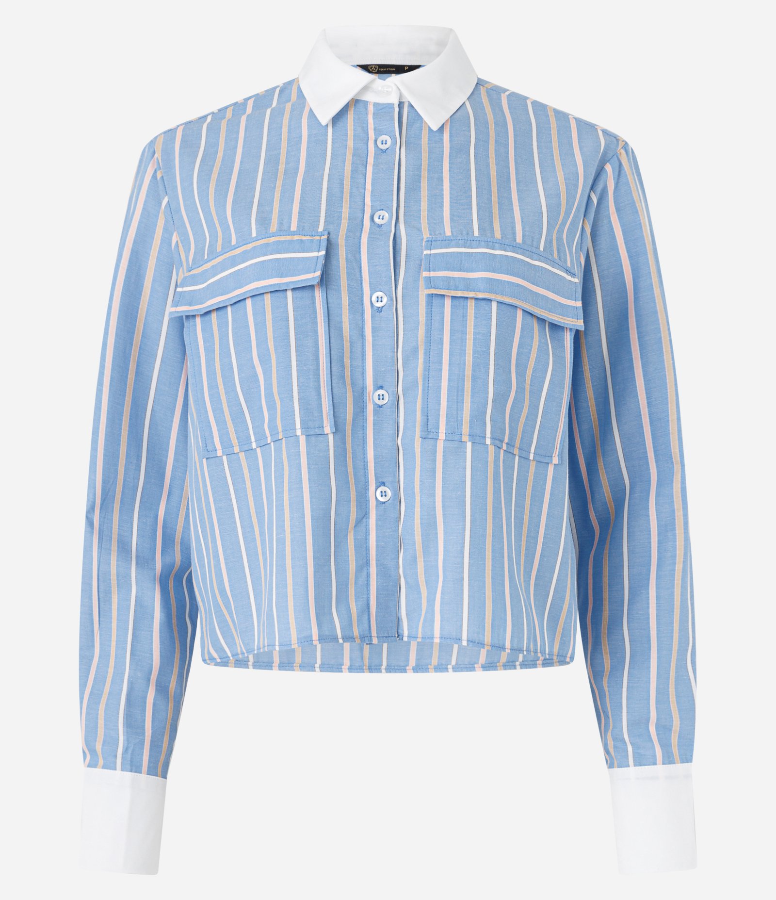 Camisa em Tricoline Listrado com Fio Tinto Azul 4