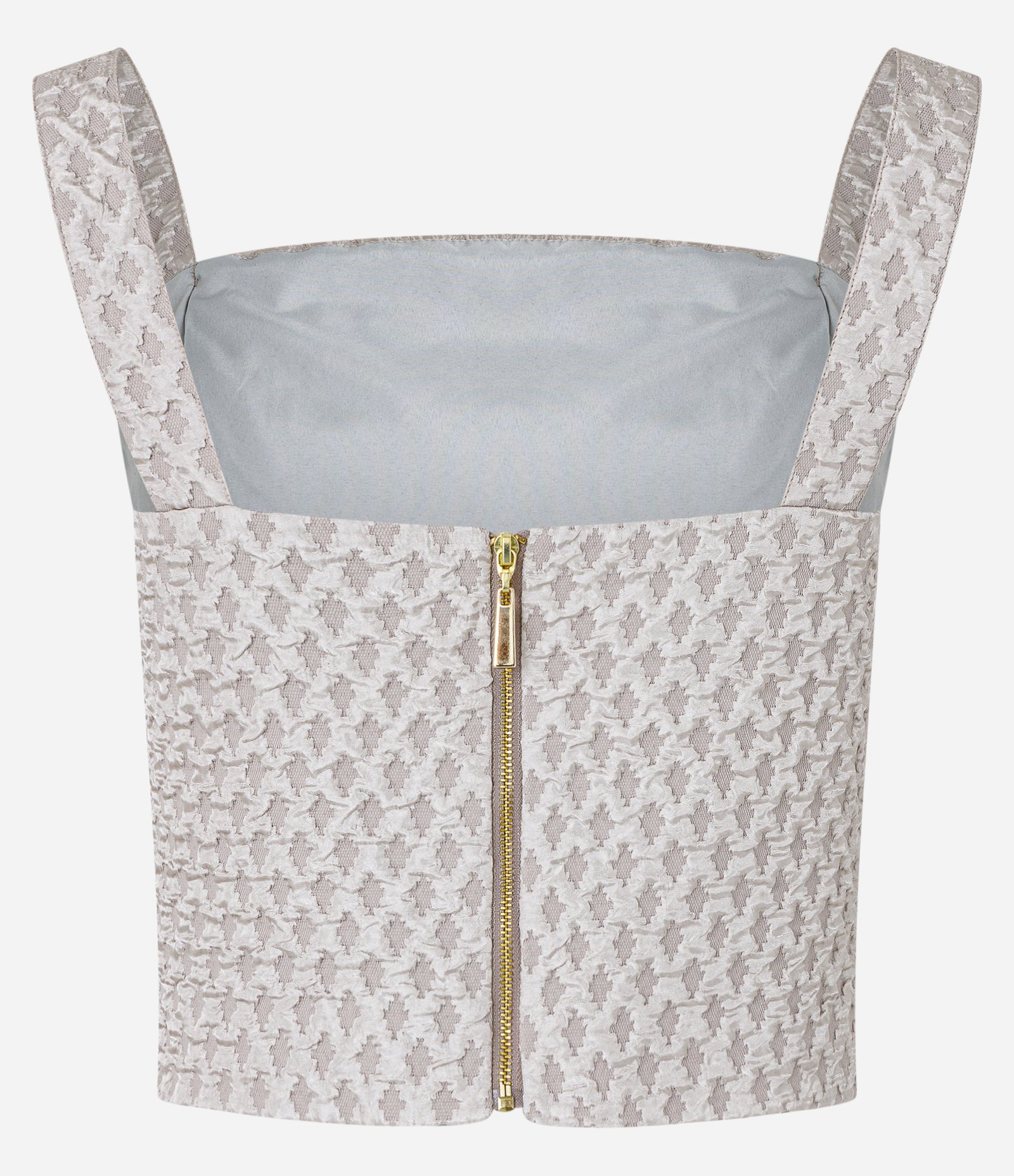 Blusa em Jacquard com Alças Largas Bege Claro 7