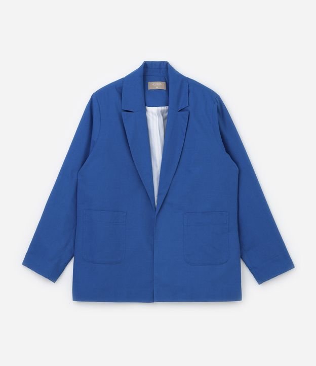 Blazer em Linho com Bolsos Cruve & Plus Size