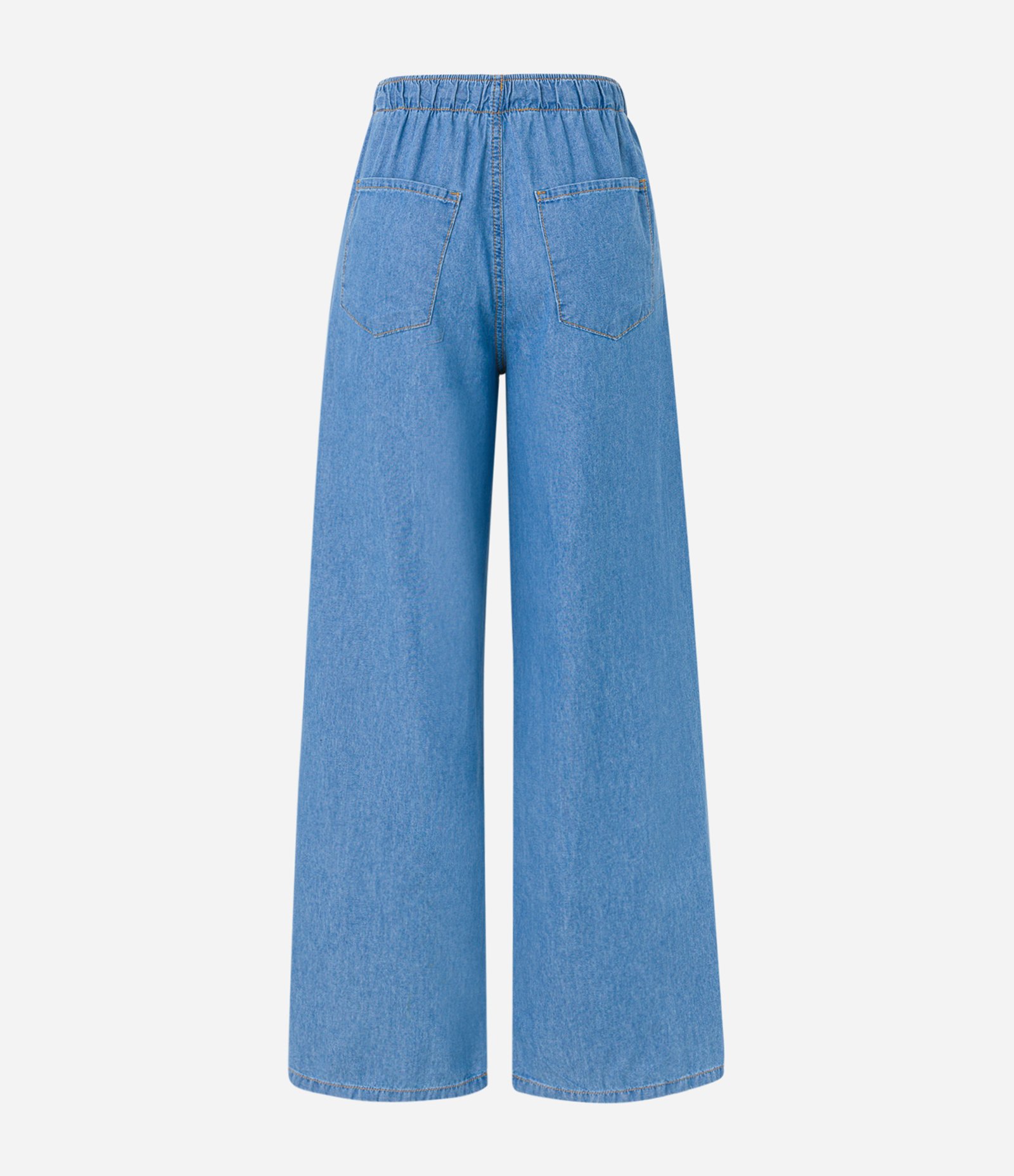 Calça Pantalona Jeans com Amarração no Cós Azul 6