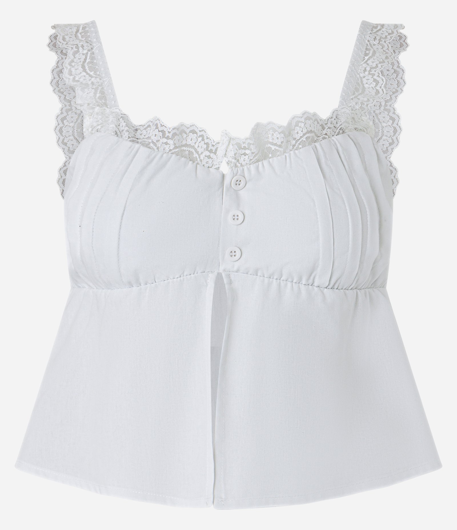 Blusa em Tricoline com Renda no Busto e Alças Branco Neve 5