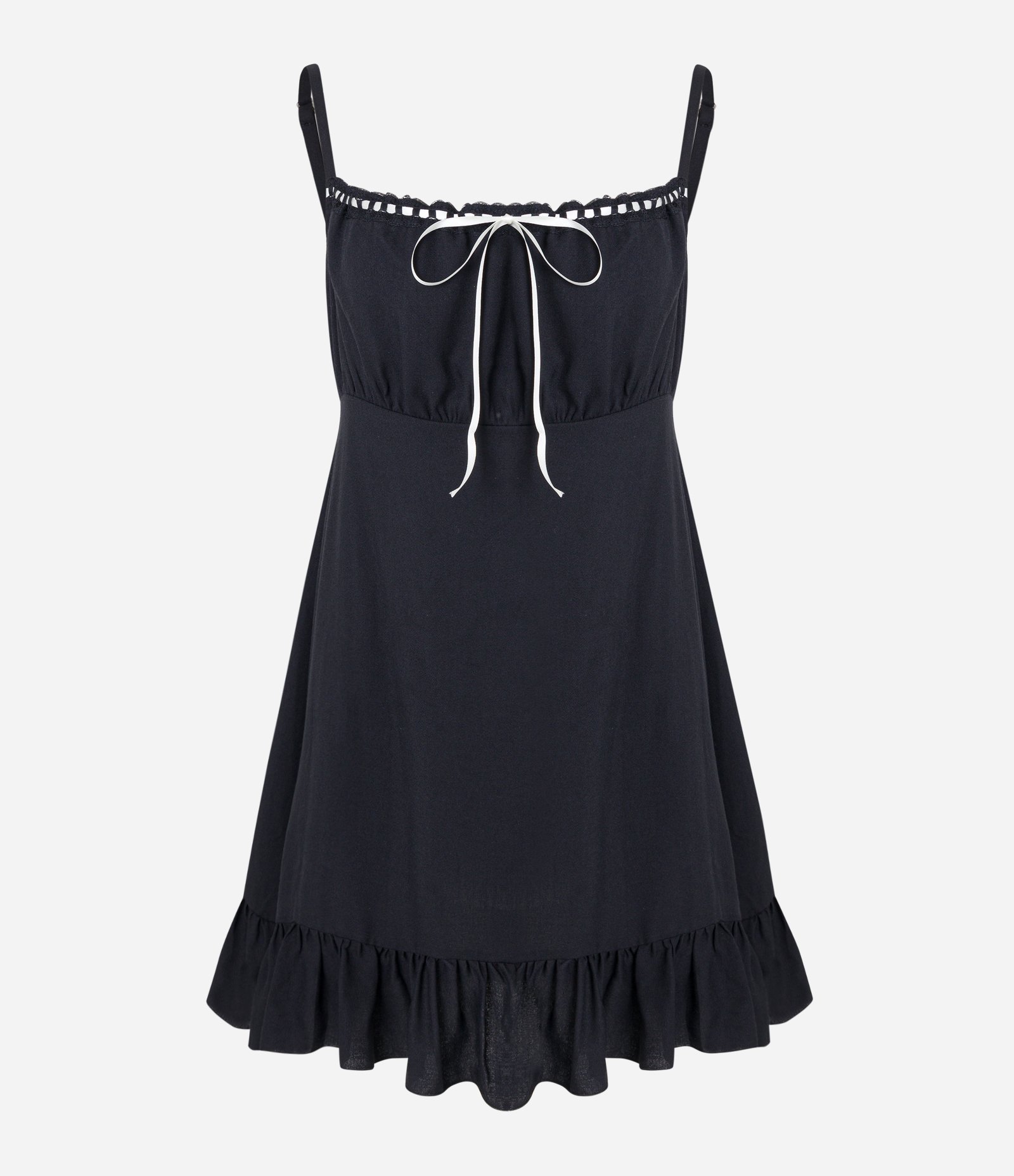 Vestido em Viscose com Detalhe de Amarração no Decote Preto 5