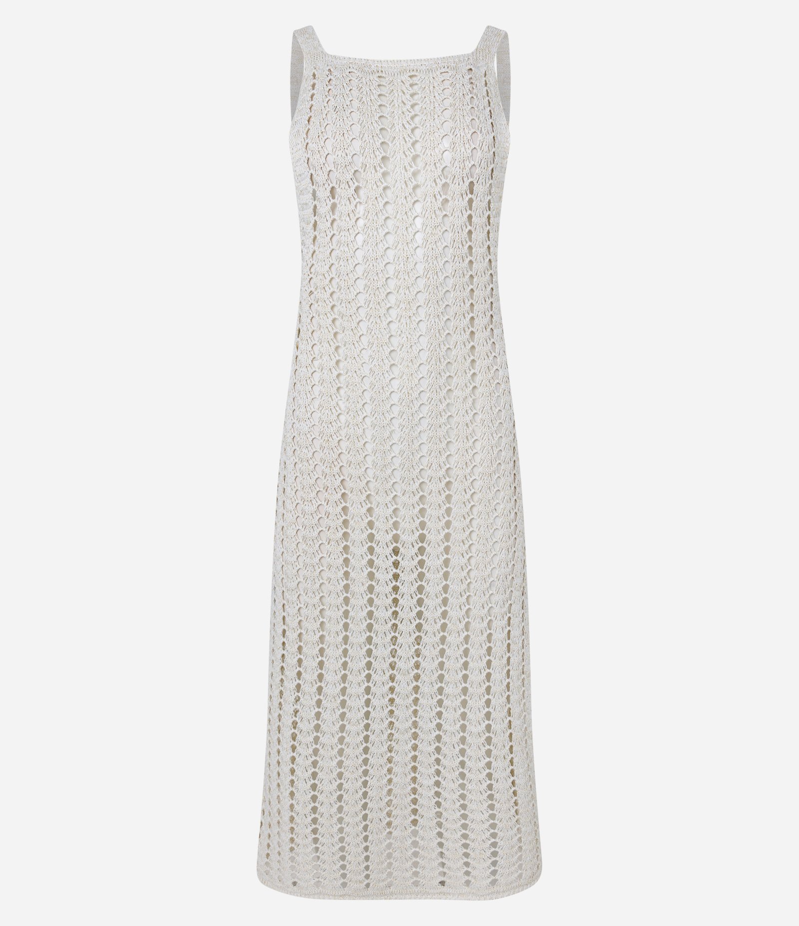 Saida de Praia Vestido Longo com Efeito Crochê Branco Neve 5