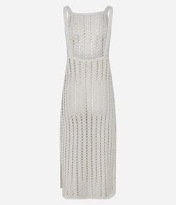 Saida de Praia Vestido Longo com Efeito Crochê