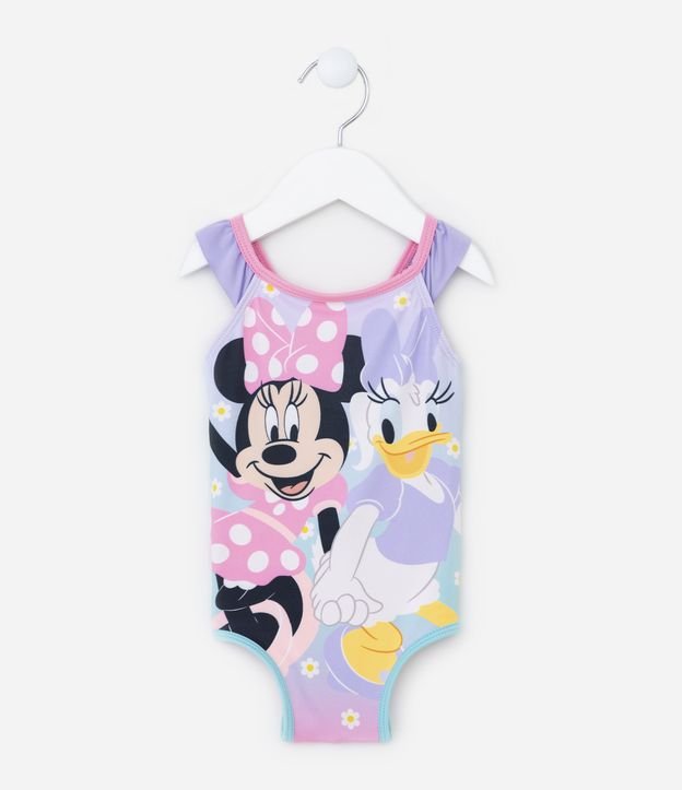 Maiô Infantil com Proteção UV e Estampa Minnie e Margarida - Tam 2 a 5 anos