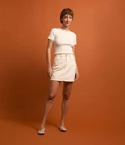 Saia Curta em Sarja com Brilhos e Corte a Laser