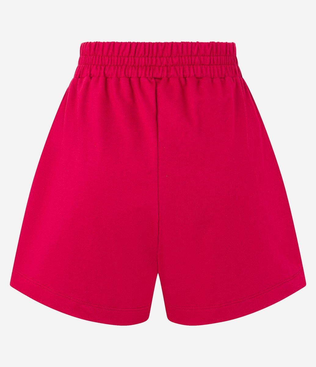 Bermuda em Moletom com Cós Elástico Vermelho