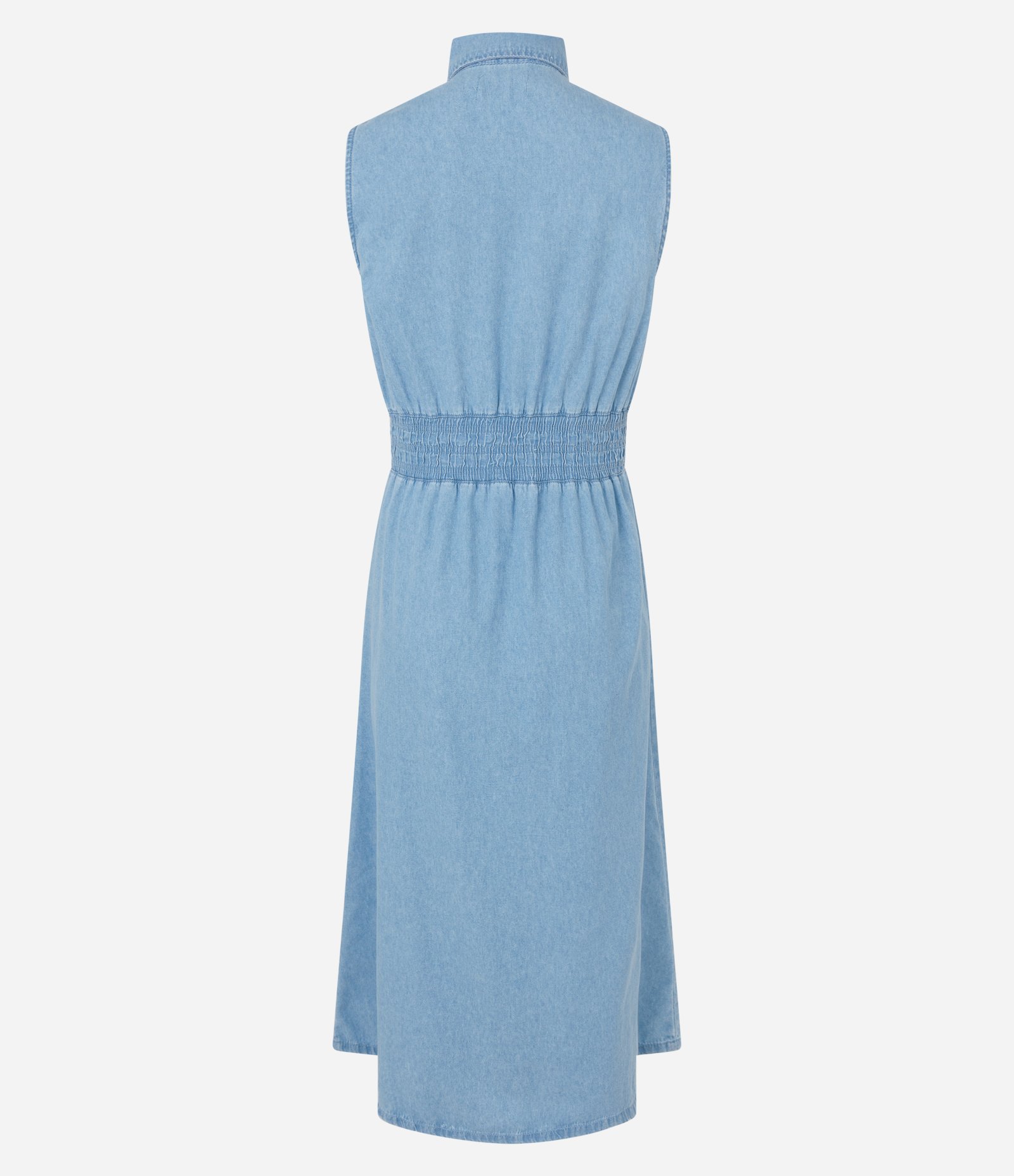 Vestido Midi em Jeans com Lastex na Cintura Azul 6