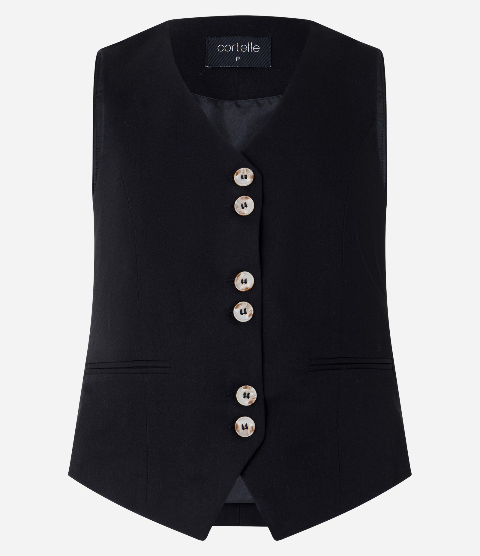 Colete em Alfaiataria com Decote V e Botões Duplos Preto 6