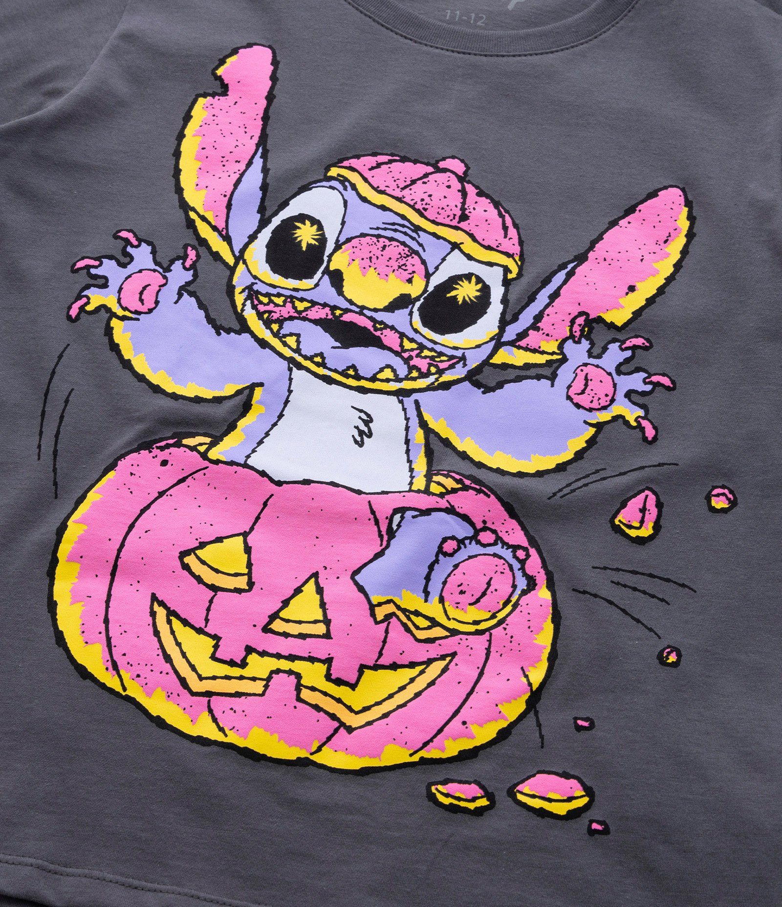 Blusa T-shirt Infantil com Estampa Stitch Frente e Costas - Tam 5 a 14 Anos Cinza 4