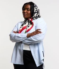 Camisa Alongada em Tricoline Listrado Curve & Plus Size