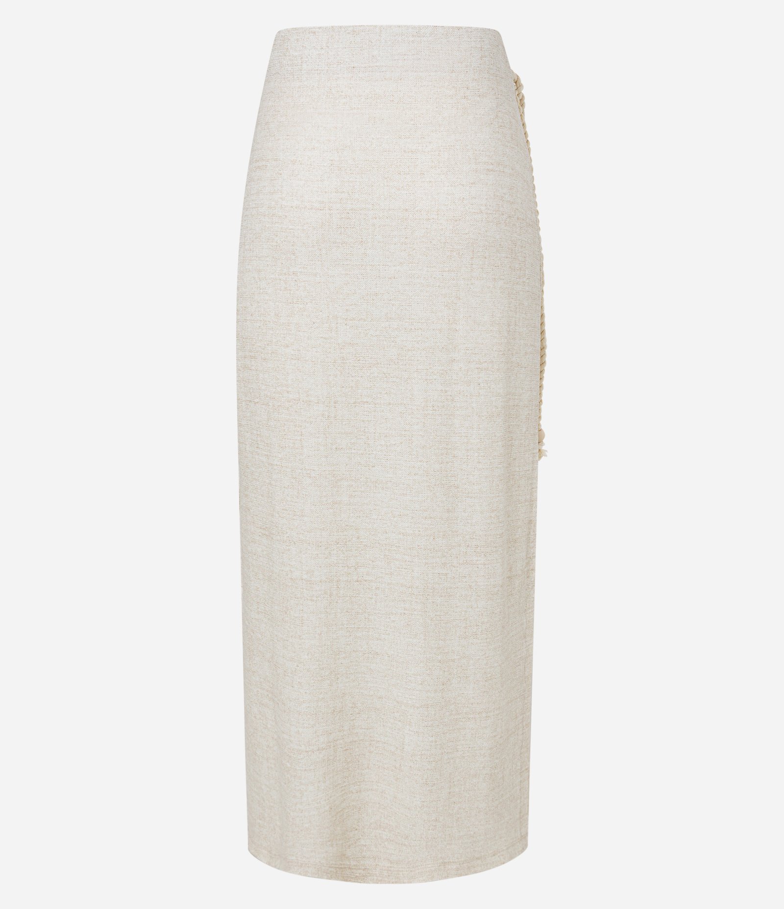 Saia Evasê Midi em Viscose com Corda para Amarração Bege 7