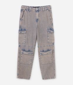 Calça Baggy em Jeans com Bolsos Multi Cargo