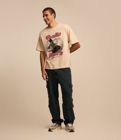 Calça Baggy em Jeans com Bolsos Multi Cargo