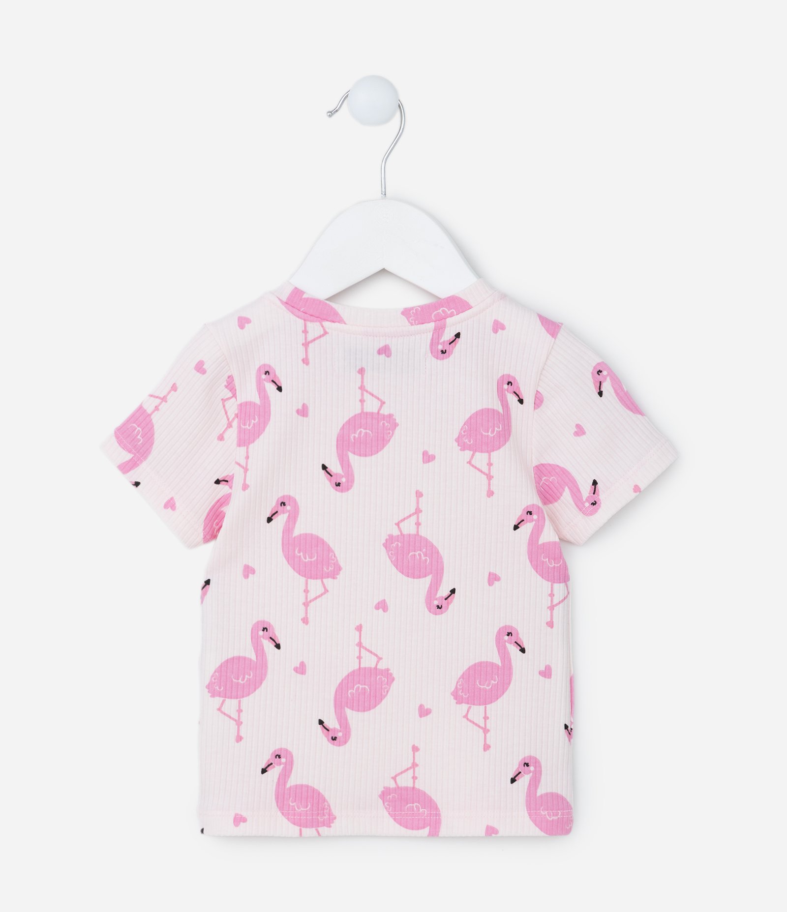 Blusa Infantil Canelada com Estampa Flamingos - Tam 1 a 5 Anos Rosa 2
