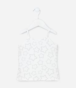 Regata Infantil em Cotton com Estampa de Estrelas - Tam 1 a 5 anos
