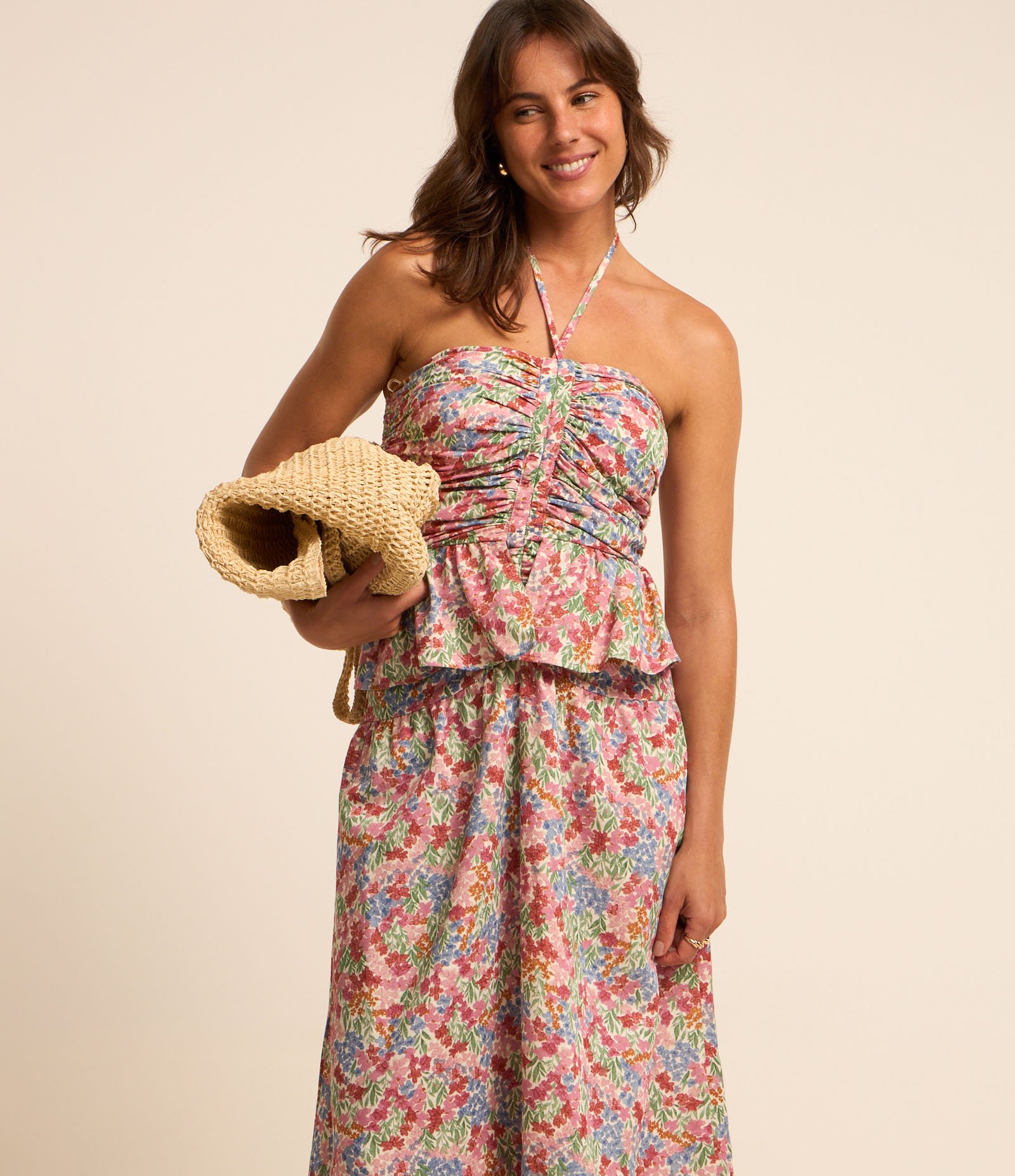 Vestido Reto Midi Frente Única em Viscolinho Floral Liberty Rosa 2