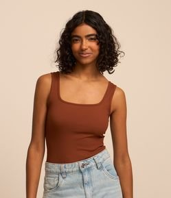 Body Básico em Ribana com Decote Quadrado