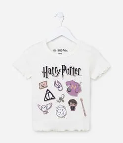 Camiseta Infantil Canelada com Estampa Harry Potter - Tam 7 a 14 Anos