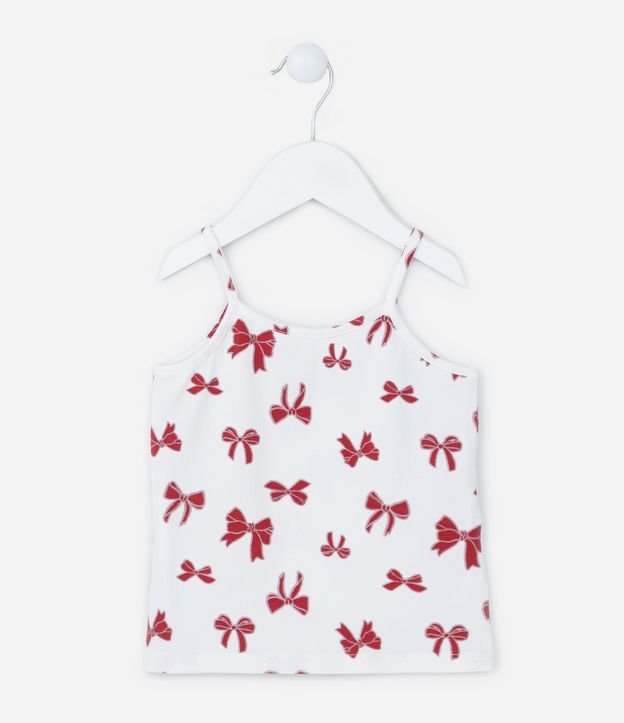 Regata Infantil em Cotton com Estampa de Lacinhos - Tam 1 a 5 Anos
