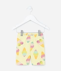 Bermuda Ciclista Infantil em Algodão com Estampa de Sorvete - Tam 1 a 5 Anos