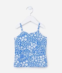 Regata Infantil em Cotton com Estampa Floral - Tam 1 a 5 Anos